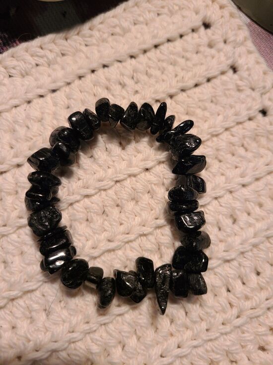 Unbranded Jewelry - Natural Black Obsidian Chip Bracelet Stretch 7" Protection Stone